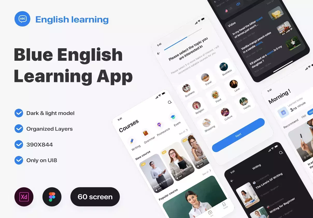 Blue english learning app