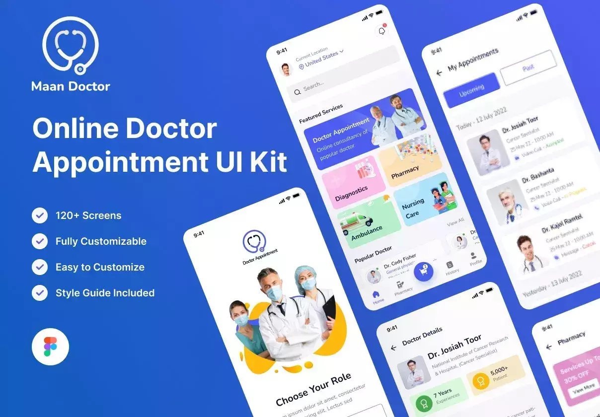 Online Doctor Appointment Booking App UI Kit